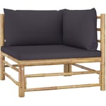 Maison Chic - Canapé d'angle de jardin Sofa Banquette de jardin avec coussins gris foncé Bambou 85678