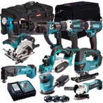 Makita 18V Li-Ion 10 Piece Monster Tool Kit With 3 x 5.0Ah Battery Charger & Bag