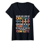 Womens Back To School Funny Teacher We Are Like a Box of Crayons V-Neck T-Shirt