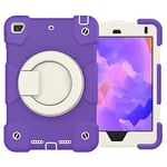 Case for iPad 7.9 Inch Compatible with iPad Mini 5/4 Generation Heavy Duty Shockproof Protective Case with 360° Rotating Stand and Shoulder Strap, Purple