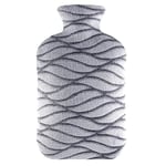 samply 2L Hot Water Bottle with Soft Cover - Hot Water Bag for Cosy Nights, Pain Relief, Back, Neck and Shoulders,Grey