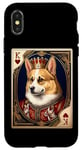 Coque pour iPhone X/XS Royal Corgi King of Hearts Jeu de cartes pour amoureux des chiens