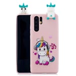 Rose-Otter Compatible pour Housse Coque Huawei P30 Pro Etui Silicone TPU Gel Ultra Fine Slim Antichoc Bumper Cover avec 3D Motif Licorne Unicorn + Rose