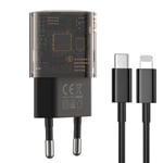 XO Väggladdare 30W 1xUSB 1xUSB-C + Lightning Kabel CE05 - Brun