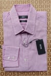 New Hugo BOSS mens pink striped regular fit casual smart suit tie shirt MEDIUM M