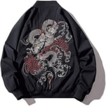 XYXIONGMAO Veste aviateur surdimensionnée pour homme Dragon japonais style hip-hop, noir, XX-Large