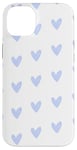 Coque pour iPhone 14 Plus Cœurs bleu clair sur fond blanc