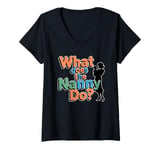 Womens What Does the Nanny Do | Funny Nanny V-Neck T-Shirt