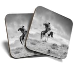 2 x Coasters (BW) - Kazakh Golden Eagle Hunter Man  #35917