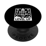 Keep Calm and Level Up Gamer pour les joueurs amusants PopSockets PopGrip Adhésif