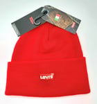 Genuine LEVI'S RED *Embroidered Logo* BEANIE Hat Tags UNISEX Made In Italy