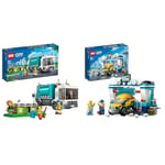 LEGO City Recycling Truck, Bin Lorry Toy Vehicle Set with 3 Sorting Bins, Gift Idea for Kids 5 Plus & City Carwash with Toy Car for 6+ Years Old Kids, Boys, Girls