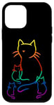 Coque pour iPhone 12 mini Chaton arc-en-ciel famille chat enfant bébé