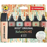 STABILO BOSS ORIGINAL Marker Assorted Broad Chisel 2 - 5 mm Pack of 6