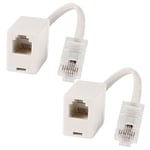 2 prise 8P4C/RJ45 mâle RJ11 6P4C à femelle M/F adaptateur téléphone Ethernet