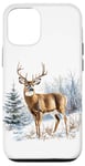 Coque pour iPhone 12/12 Pro Majestic Deer Wildlife Scène d'hiver en plein air Doe Deer Buck