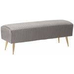 Banquette d'Intérieur Glamour Pieds en Métal Dorés en Velours Gris Paterson