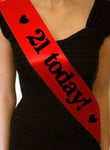 Birthday Girl Sweet Sixteen 18 and legal 21 today Sash 16th 18th 21st 30th 40th 50th 60th Party Gift - 1001 (21 Today Red)