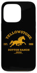 Coque pour iPhone 13 Pro Yellowstone Dutton Ranch Est. 1886 Running Horse Brown Logo