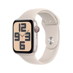 Apple Watch SE (2ᵉ génération, 2023) (44 mm GPS + Cellular) Smartwatch avec boîtier en Aluminium et Bracelet Sport lumière stellaire - M/L. Suivi de l’activité Physique et du Sommeil, écran Retina