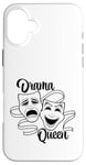 Coque pour iPhone 16 Plus Masques de théâtre comédie et tragédie Drama Queen Black Line