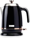 Black Kettle - 1.7L Cordless Kettle - Quiet Operation 3KW Fast Boil Kettle, Auto