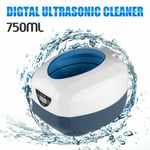 750ml Digital Ultrasonic Cleaner Jewelry Cleaning Machine Stainless Steel Tank