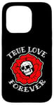 Coque pour iPhone 15 Pro Retro Vintage True Love Forever Skull and Flower Memento Mori