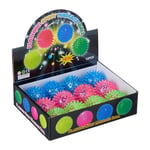 Relaxdays Balle rebondissante, Lot de 12, Clignotante, LED, Picots, diamètre : env. 6,5 cm, pour Enfant, Multicolore