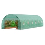 VEVOR Serre Tunnel Jardin, 890x295x198 cm, Tente Abri Plantes avec Cadre en Acier Galvanisé, Couverture en PE Verte, Porte à Glissière Enroulable, 12 Fenêtres, pour Extérieur Cultiver Légumes Fleurs