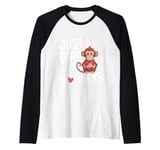 Monkeys Just A Girl Who Loves Monkeys Cute Animal Lover Girl Raglan Baseball Tee