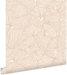 ESTAhome papier peint feuilles de ginkgo sable beige et terracotta claire - 0.53 x 10.05 m - 139488