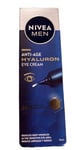 Nivea Men Anti-Age Hyaluron Eye Cream 15ml (529) New In Box