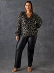 Live Unlimited Curve Leopard Metallic Top, Black/Gold