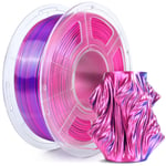 Silk PLA Plus Filament d'imprimante 3D, filament PLA+ brillant bicolore 1.75 mm, 360° dévoile des couleurs variées, précision dimensionnelle +/- 0.02mm, bobine de 1kg (2.2lb), Rouge Bleu