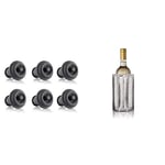 Vacu Vin 6 Piece Stopper for Wine, Grey) & Rapid Ice Wine Cooler - Silver, 7 1/2h (in)