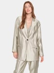 Saint Tropez Halia Metallic Satin Blazer, Feather Gray