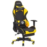 Chaise de Bureau Fauteuil Design Gamer Revêtement en Cuir PU Noir et Jaune Régl