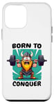 Coque pour iPhone 12 mini Born to Conquer Viking Haltérophilie - Funny Fitness