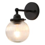 Pathson Vintage Industriel Applique Murale E27 Luminaires Intérieur Abat-jour en Verre Globe Ø15CM Lampe Murale pour Salon,Cuisine, Salle de bain (Noir)