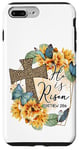 Coque pour iPhone 7 Plus/8 Plus He Is Risen Imprimé Léopard Croix Amour Printemps Chrétien Pâques