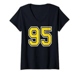 Womens Number 95 in Yellow White Black V-Neck T-Shirt