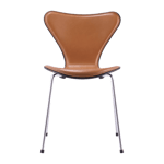 Fritz Hansen Sjuan 3107 framsidesklädd stol kampanj läder wild walnut-svart ask-krom