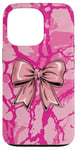 Coque pour iPhone 13 Pro Nœud rose camouflage pour fille