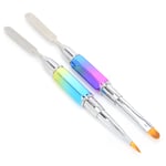 2pcs Dual‑Ended UV Gel Brush Picker Stainless Steel Portable Nail Brushes HOT