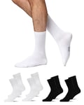 Snocks Chaussette Homme Sport (Lot de 4) Tennis (2x Noir + 2x Blanc, 47-50) Coton Cushion Crew Chaussettes de Tennis Noires Haute Blanche 4 Paires