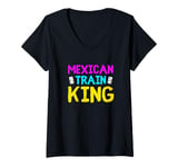 Womens Mens Mexican Train King Dominoes King V-Neck T-Shirt