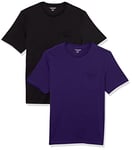 Amazon Essentials Men's T-Shirt Regular-Fit Short-Sleeve Crewneck Pocket, Pack of 2, Black/Dark Purple, XXL Plus