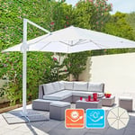 Parasol de jardin déporté en aluminium 3x3 Paradise White