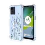 WOKEZ Coque pour Motorola Moto E13, Transparente TPU Coque pour Moto E13 avec Motifs Floral, Clear Phone Case Cover pour Motorola E13 Slim Antichoc TPU Girly Bumper Protection-B38